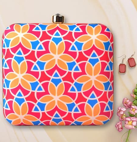 Floral Colorful Printed Clutch -IL73pc