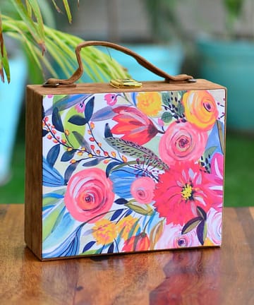 Colorful Floral Suitcase Clutch - IL95sc